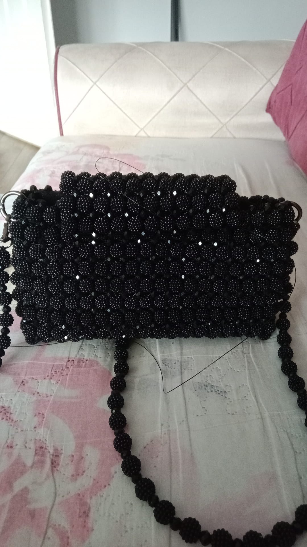 Siyah Örgü Kristal Çanta